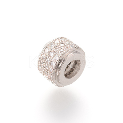 Brass Micro Pave Cubic Zirconia European Beads ZIRC-S053-YS013-2-1