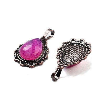 Natural Banded Agate Teardrop Pendants G-K363-01R-25-1