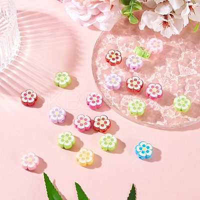 20Pcs UV Plating Printed Opaque Acrylic Beads OACR-TADJ0001-06-1