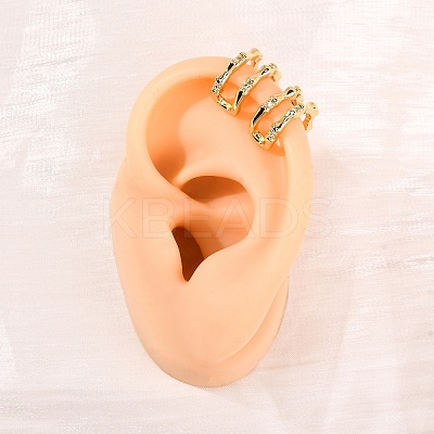 Brass Micro Pave Clear Cubic Zirconia Two-layer C-Shaped Cuff Earrings EJEW-D328-05G-01-1
