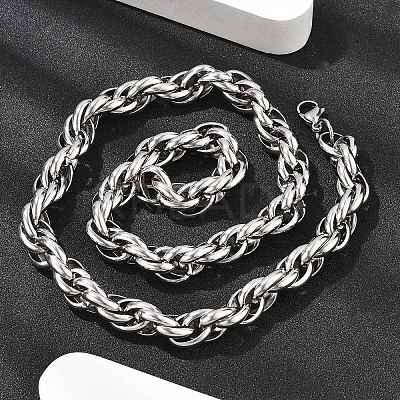 304 Stainless Steel Rope Chain Necklaces for Women Men NJEW-A033-04B-P-1