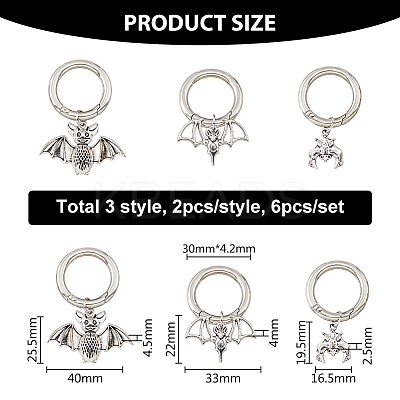 Tibetan Style Bat Alloy Pendants HJEW-AB00223-1