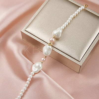 Adjustable Shell Pearl Beaded Bracelets BJEW-L692-008G-1