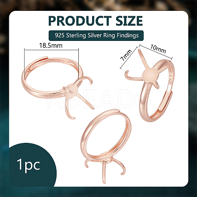 1Pc Rhodium Plated 925 Sterling Silver Adjustable Ring Findings STER-BC0002-39B-1