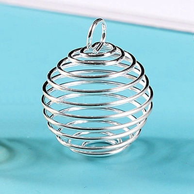 Iron Bead Cage Pendants BECA-PW0002-05B-S-1