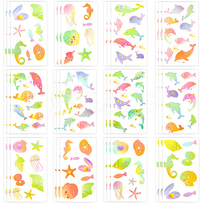 36Pcs 2 Style PVC Waterproof Self-Adhesive Picture Stickers STIC-SP0001-09A-1