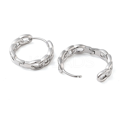 Brass Chain Charm Hoop Earrings for Women EJEW-F347-02P-02-1