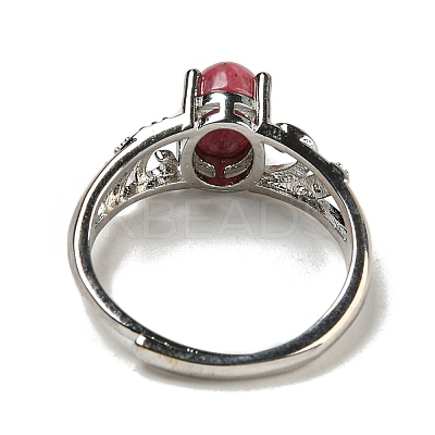 Oval Natural Rhodonite Adjustable Rings RJEW-Q818-01P-04B-1