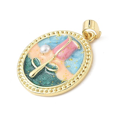 Brass Enamel Pendants KK-D358-01F-G-1