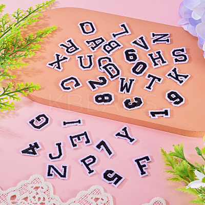 36Pcs 2 Sets 2 Styles Letter A~Z & Number 0~9 Polyester Embroidery Sew On Patches Sets PATC-TA0001-55G-1