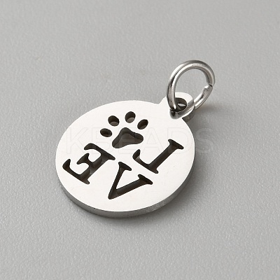Dog Paw Print Shape Stainless Steel Pendants FIND-WH0817-067B-P-1