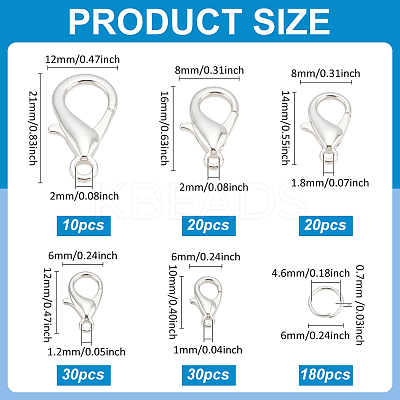 110Pcs 5 Styles Zinc Alloy Lobster Claw Clasps FIND-ME0001-79S-1