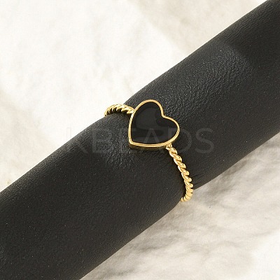 304 Stainless Steel Enamel Cuff Rings for Women RJEW-G338-04G-02-1