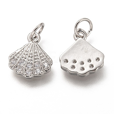 Brass Micro Pave Clear Cubic Zirconia Charms ZIRC-C020-49P-1