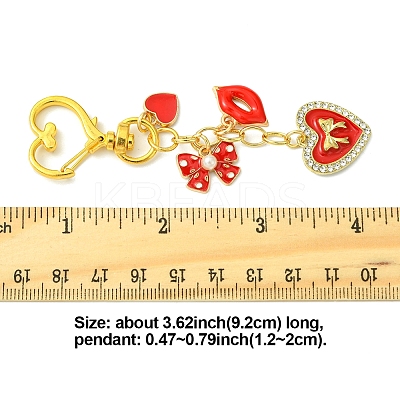 Valentine's Day Heart Lip Bowknot Alloy Enamel Pendant Decoration HJEW-FS00029-1