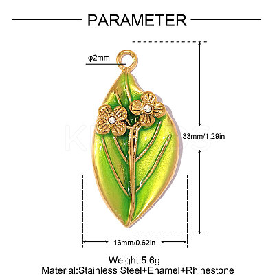 304 Stainless Steel Enamel Pendants STAS-OY014-10G-1