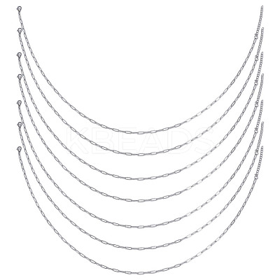 12Pcs 667 Stainless Steel Paperclip Chain Necklaces for Women Men NJEW-NB0001-23-1