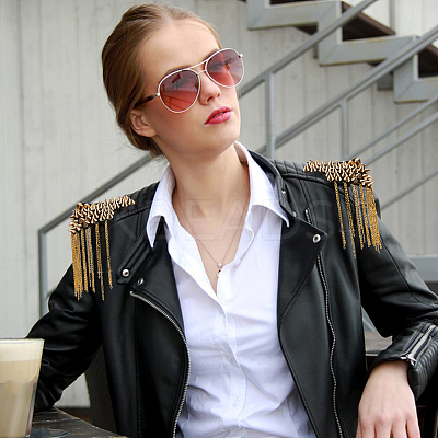 Fashionable Punk Style Chain Tassel Epaulettes DIY-WH0304-475G-1