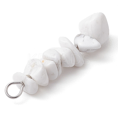 Gradient Color Natural Quartz Crystal & Natural Howlite & White Moonstone Chip Beaded Pendants PALLOY-JF02791-01-1