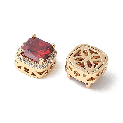 Brass Micro Pave Cubic Zirconia Beads KK-A253-20G-02-1