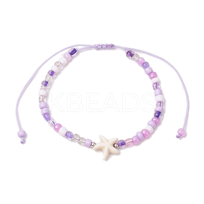 5Pcs 5 Colors Adjustable Glass Seed Beaded Anklets AJEW-AN00636-1