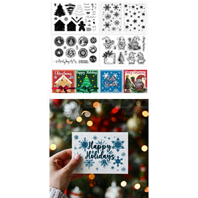 4Pcs 4 Styles Christmas Theme PVC Plastic Clear Stamps DIY-PH0023-41-1