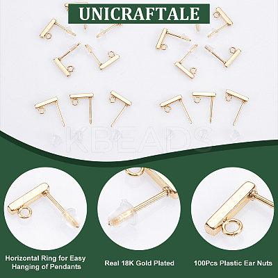 Rectangle 304 Stainless Steel Stud Earring Findings STAS-UN0058-32G-1