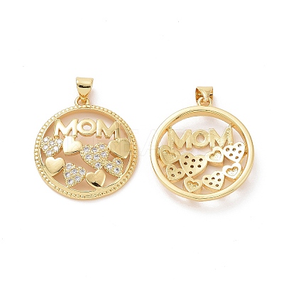 Mother's Day Brass Micro Pave Clear Cubic Zirconia Pendants ZIRC-F134-06G-1
