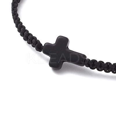 2Pcs Synthetic Turquoise & Hematite Braided Bracelets for Couple BJEW-JB11339-1