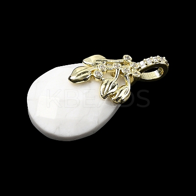 Natural Howlite Faceted Teardrop Pendants KK-D021-03A-G-1