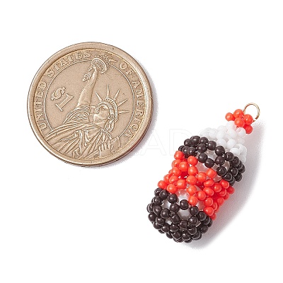 Glass Seed Beads Coke Pendants PALLOY-MZ00457-01-1