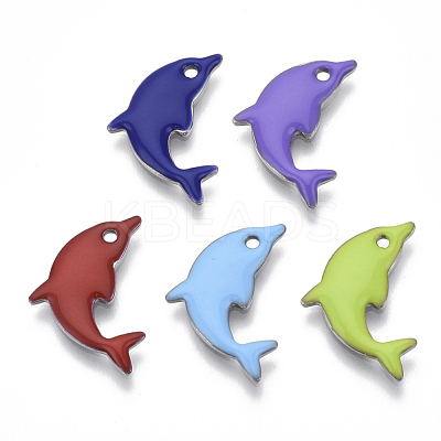201 Stainless Steel Enamel Pendants X-STAS-N088-16-1