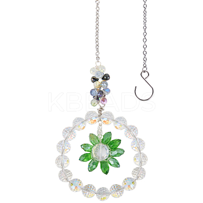 1Pc Flower Glass Car Hanging Decoration HJEW-SP0001-11C-1