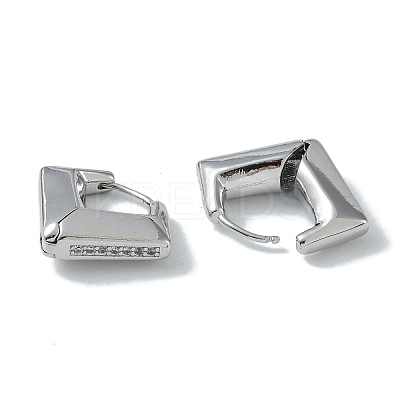 Rhombus Brass Micro Pave Cubic Zirconia Stud Earrings for Women EJEW-H006-03P-1