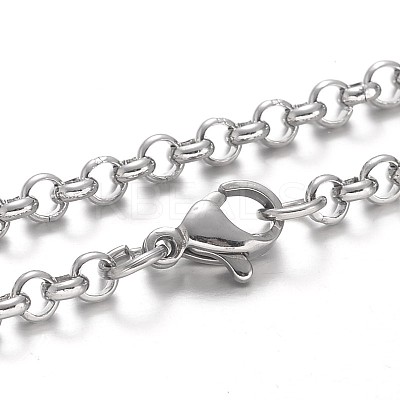 Tarnish Resistant 304 Stainless Steel Rolo Chain Necklaces NJEW-F195-09B-P-1