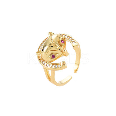 Brass Micro Pave Cubic Zirconia Cuff Rings RJEW-S045-147G-1