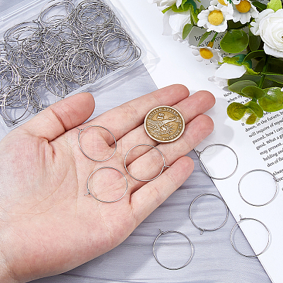 200pcs 316 Surgical Stainless Steel Hoop Earring Findings STAS-HS0001-26D-1