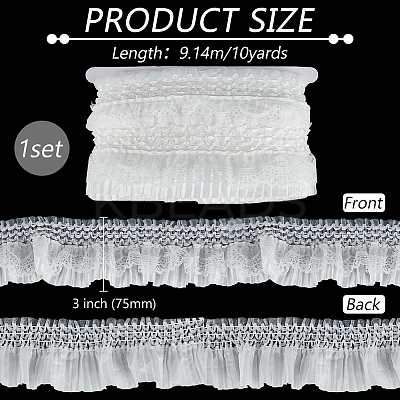 10 Yards Cloth Wrinkle Elastic Lace Trim OCOR-FG0002-61-1