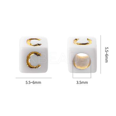 156Pcs 26 Style White Plating Acrylic Letters Beads SACR-YW0001-02-1