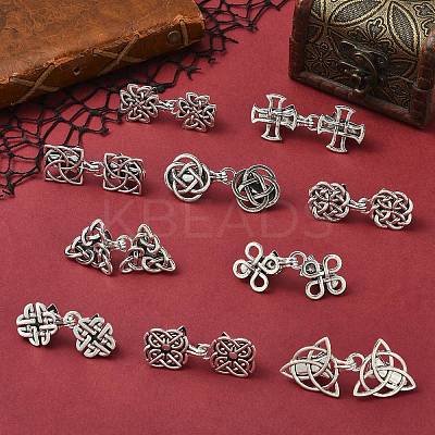 10Pcs 10 Styles Alloy Sweater Shawl Clips Brooches AJEW-CJ0001-66-1