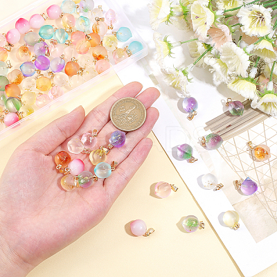 90Pcs 9 Colors Two Tone Spray Painted Glass Pendants GLAA-GA0001-26-1
