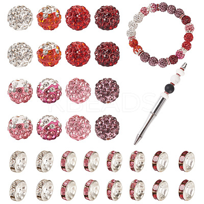 Valentine's Day DIY Polymer Clay Rhinestone & Glass Rhinestone Beads Findings Kits DIY-BT0001-65-1
