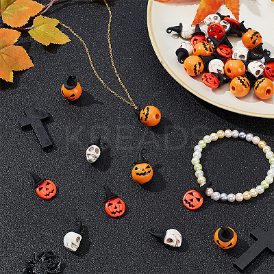 30Pcs 3 Styles Halloween Dyed Synthetic Turquoise & Alloy Pendants FIND-AR0005-28-1