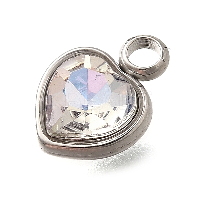 304 Stainless Steel with Rhinestone Pendants STAS-Q346-01P-04-1