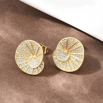 Brass Micro Pave Clear Cubic Zirconia Stud Earrings EJEW-A151-02A-G-1