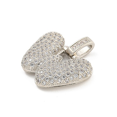 Brass Micro Pave Clear Cubic Zirconia Pendants KK-B099-01P-W-1