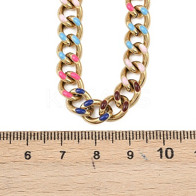 8MM 201 Stainless Steel Enamel Cuban Link Chain Necklaces NJEW-H085-02G-1