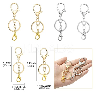 20Pcs 4 Style Alloy Key Rings KEYC-CJ0001-06-1