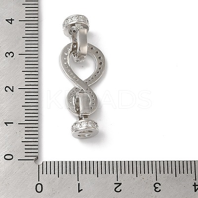 Rack Plating Brass Micro Pave Clear Cubic Zirconia Fold Over Clasps KK-A222-06P-1