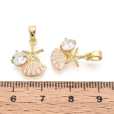 Brass Micro Pave Clear Cubic Zirconia Charms KK-N259-09A-G-1